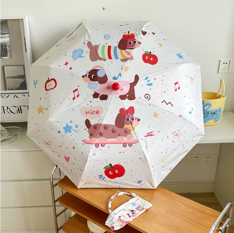 红鼻子新款雨伞学生晴雨伞防晒防紫外线黑胶伞小巧折叠便携遮阳伞