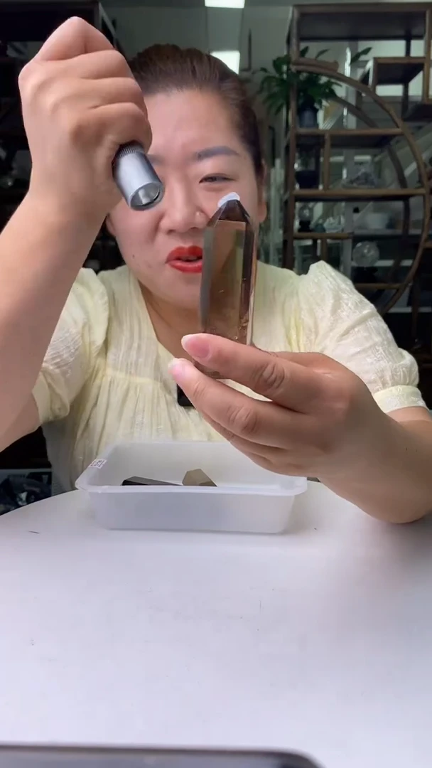 水晶珠宝半成品未镶嵌茶水晶柱子D714多样性发其一90+