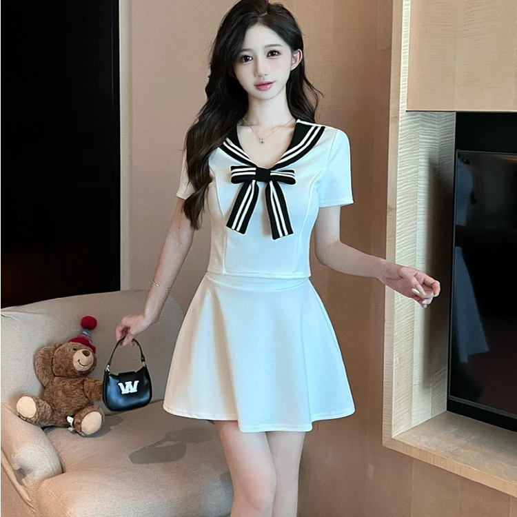 夜场上班衣服海军风jk制服减龄套装连衣裙SPA足浴技师工作服夏季