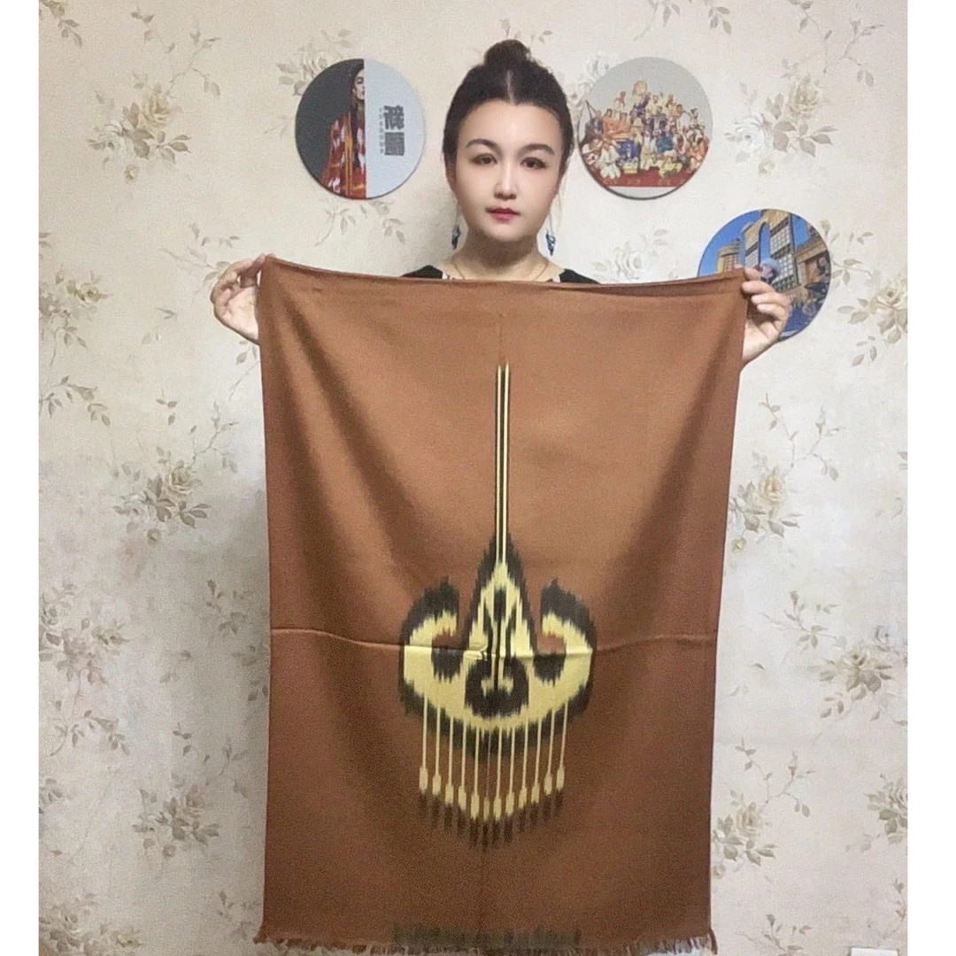 2025年春季新款时尚新疆和田艾德莱斯围巾60x180cm纯棉