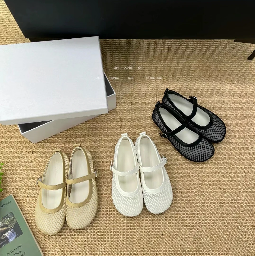 韩系编织镂空复古圆头一字带玛丽珍鞋2025春夏新款时尚透气单鞋女