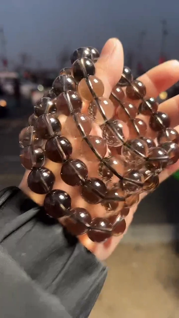 【闪购商品】烟晶手链未镶嵌天然茶晶手串多样性发一13mm