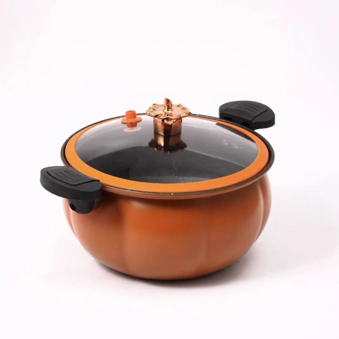 F211南瓜锅家用大容量不粘微压锅带蒸笼麦饭石煮锅双耳保温煲汤锅