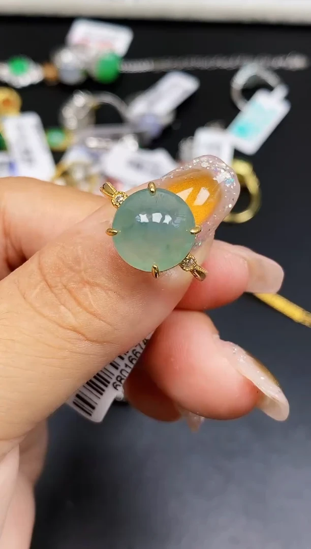 银S925镶嵌戒指翡翠6100