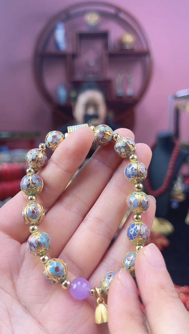 非遗 景泰蓝金地手串 4瓜棱1.0