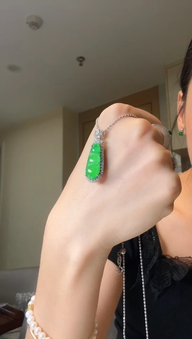 翡翠银S925镶嵌吊坠(不含链)天然翡翠吊坠