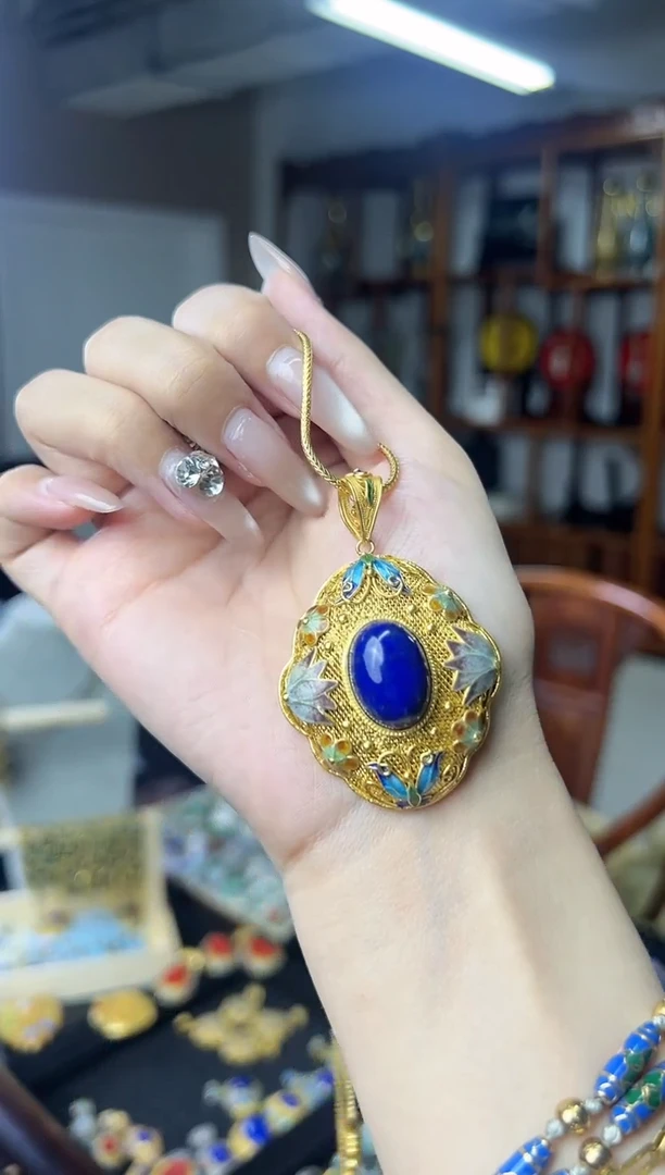 非遗手工花丝镶嵌吊坠