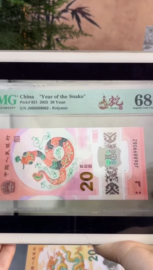 塑料龙珠号 蛇钞PMG68分 尾082 068头