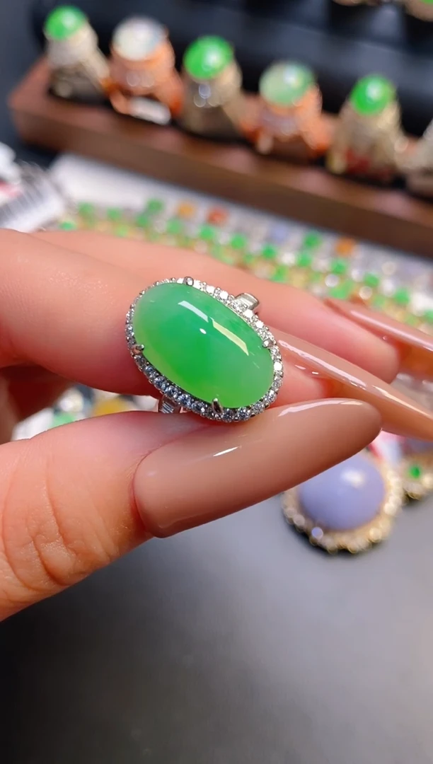 银S925镶嵌戒指翡翠天然