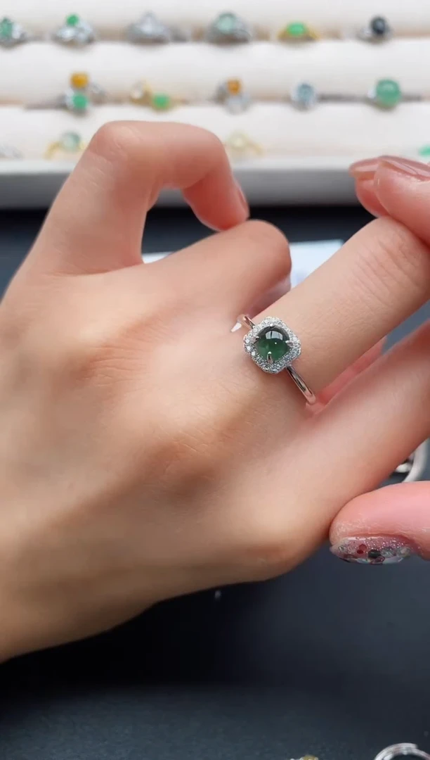 银S925镶嵌戒指翡翠22222222+9
