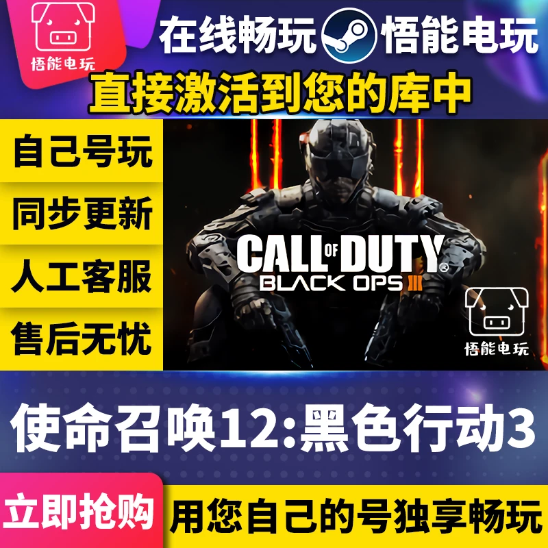 使命召唤12：黑色行动3 激活码 全球区 CDKEY 激活入库 pc电脑游戏