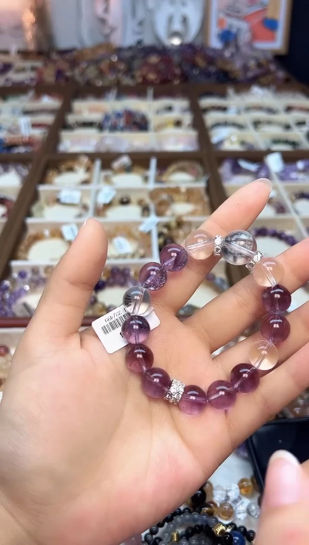 【闪购商品】水晶手链未镶嵌天然紫水晶+白水晶