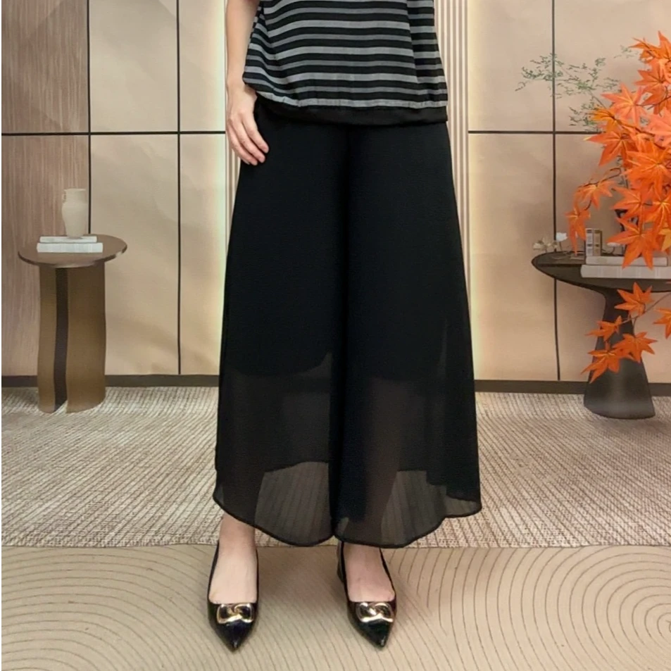 妈妈装夏季新款大码阔腿裤中老年薄款宽松裤裙休闲裤子女