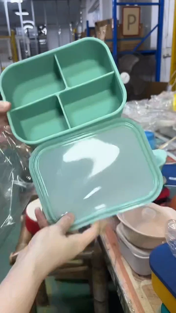 硅胶绿色半透-4格-1300ml