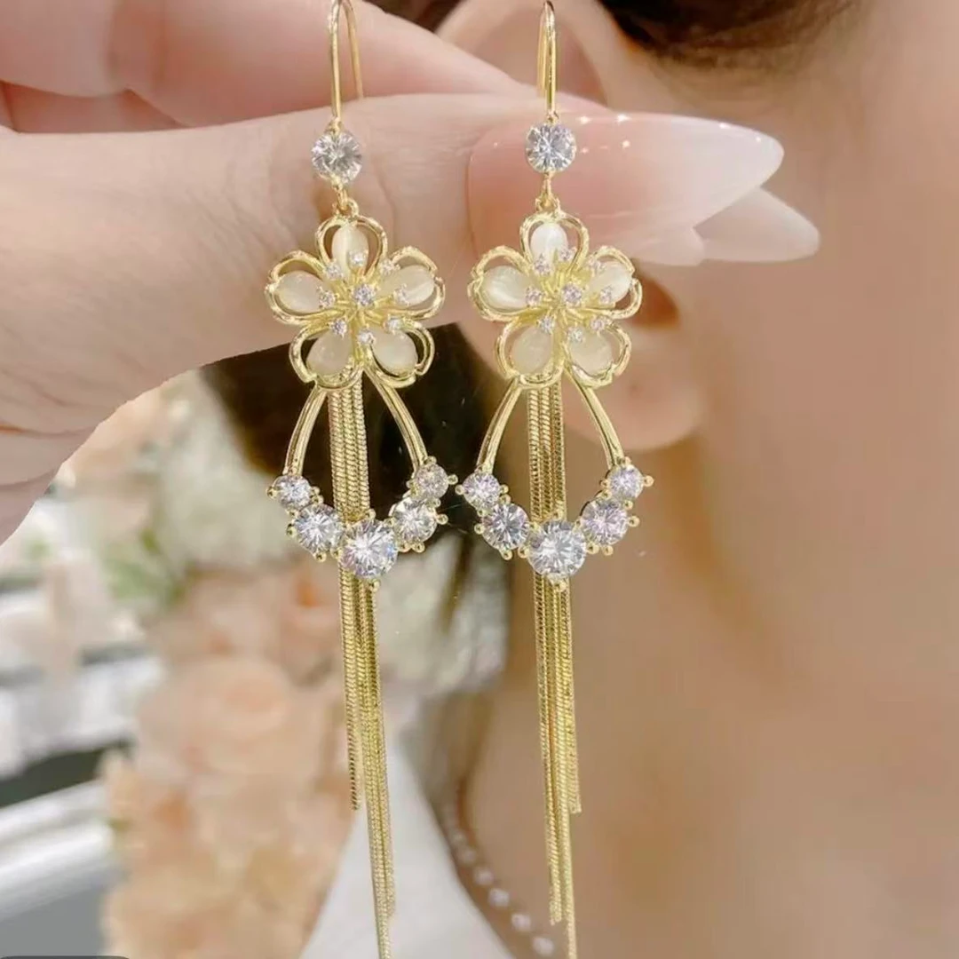 恣睢 锌合金耳饰 耳饰 R0R90春季新款花朵流苏耳环