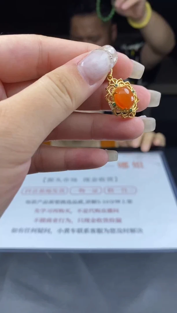 南红玛瑙银S925镶嵌吊坠(不含链)多样性-吊坠-D9964