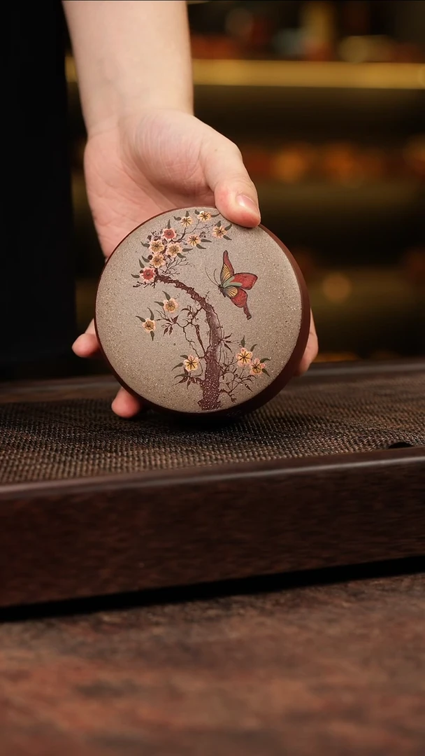 茶壶紫砂40 泥绘茶叶罐