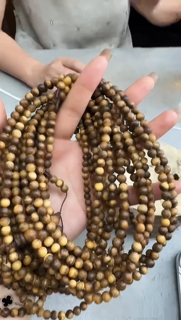 沉香手串0609虎斑棋圆珠多圈多样性发一