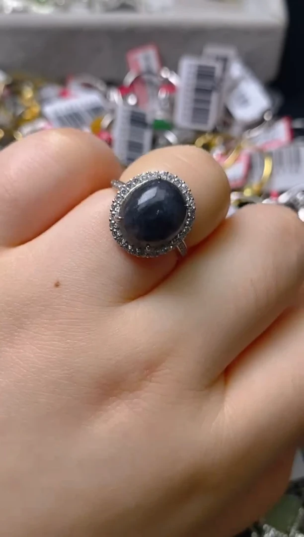 银S925镶嵌戒指翡翠百内无证书