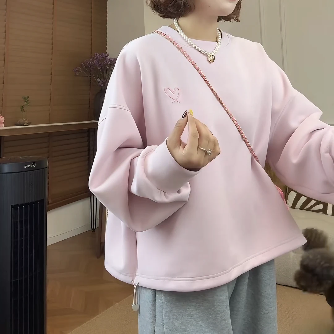 【刺绣小爱心卫衣】2025秋季新款休闲气质显瘦韩版卫衣女LK2506017