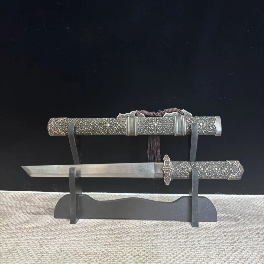 新疆包邮 盛世短刀-黄铜花纹钢覆土收藏把玩摆件装饰工艺品未开刃