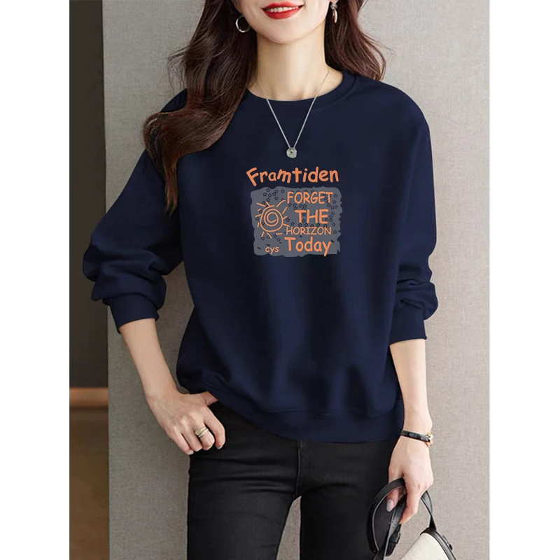 韩版时尚圆领卫衣女2025秋冬新款时髦洋气宽松百搭套头长袖上衣潮