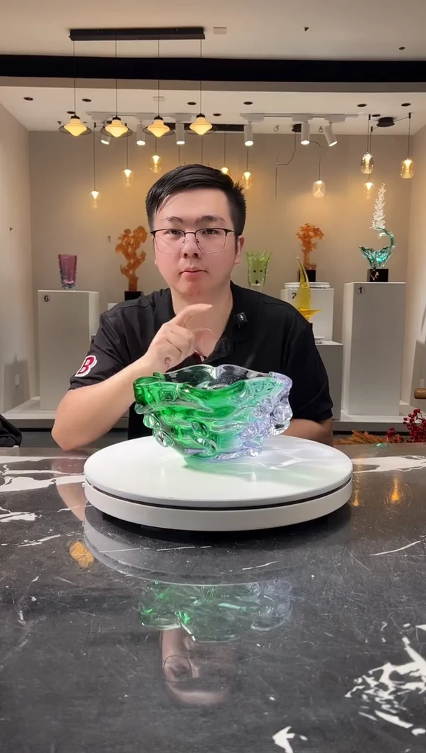 摆件巴比特美学-紫绿色浪花果碗