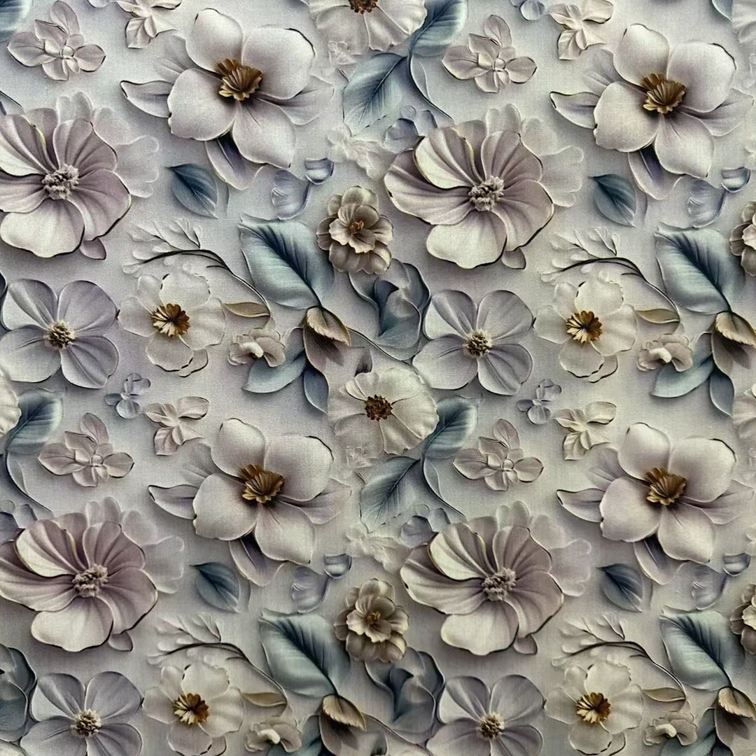 精品棉绸  5D立体银花