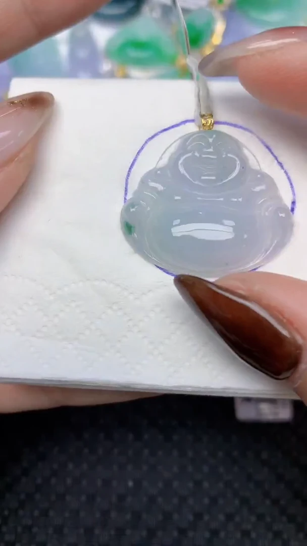 颈饰18K金镶嵌翡翠天然缅甸翡翠a货百元以上9元证书费自理