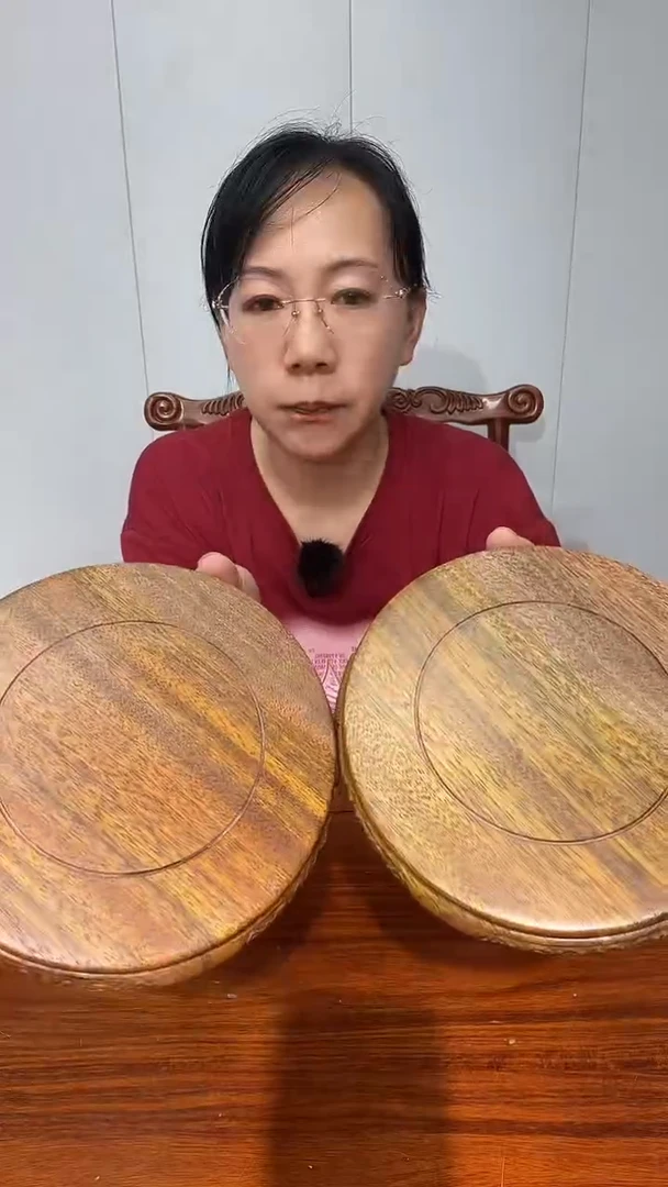 木老花整木圆形底座16.5*17.5*3一对