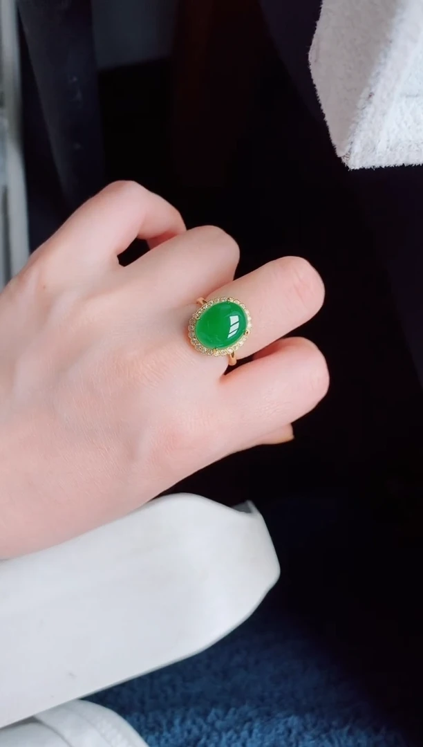 【闪购商品】翡翠戒指银S925镶嵌天然a货翡翠453