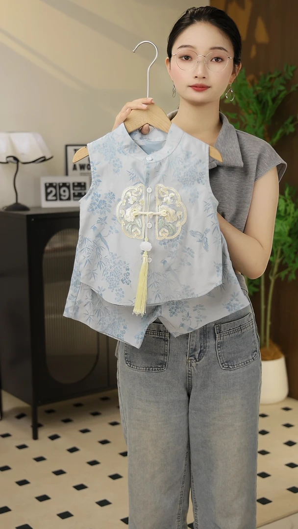 男童夏装套装新中式新款2025两件套中小童无袖短裤宝宝夏季中国风