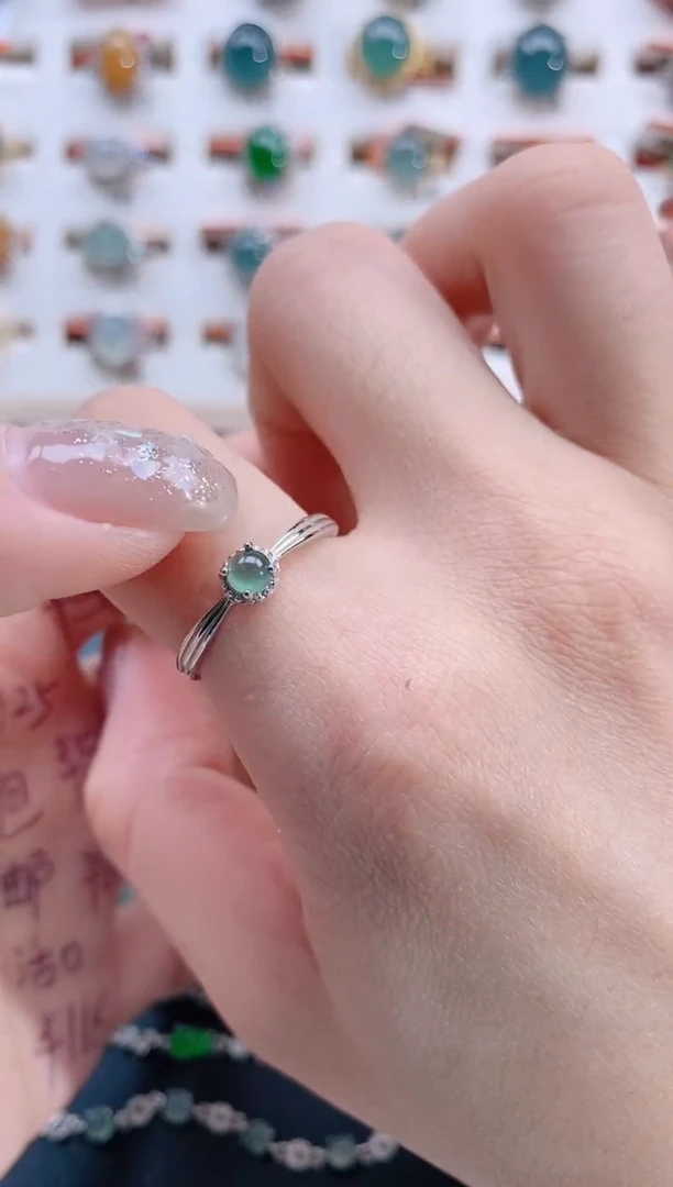 银S925镶嵌戒指翡翠天然翡翠