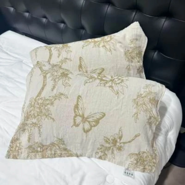 【青莎】枕巾-花丛蝴蝶-米52*78一对装