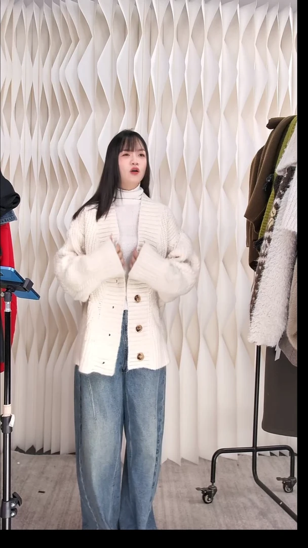 麻花廓形针织外套均码