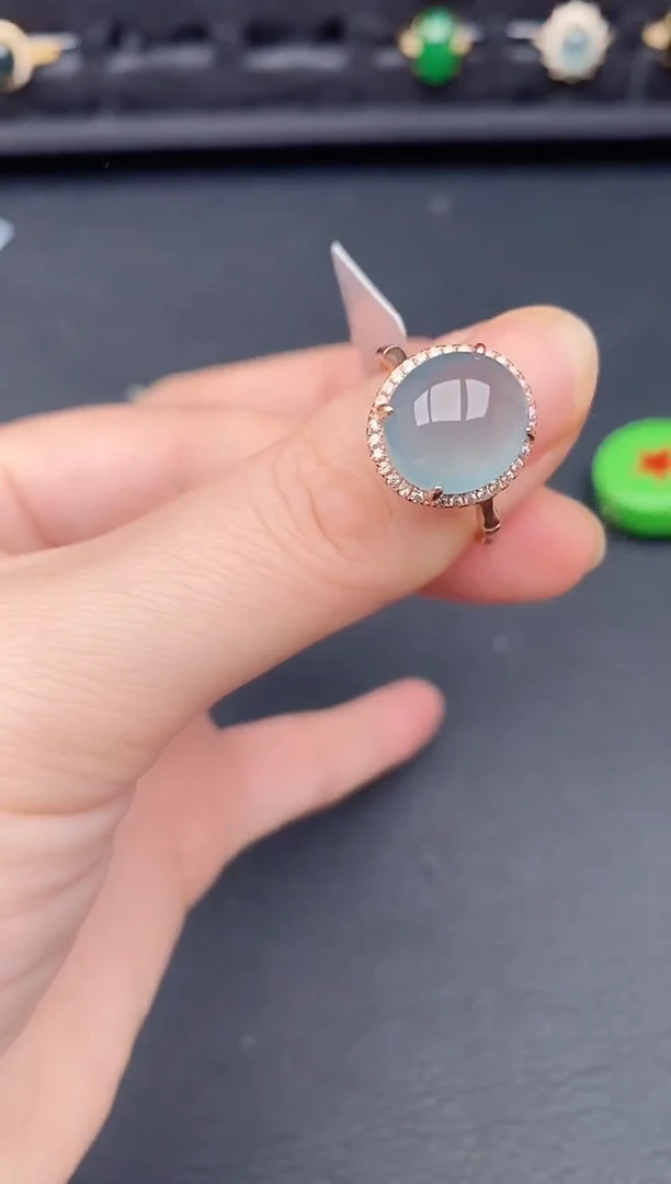 银S925镶嵌戒指翡翠天然a货翡翠103