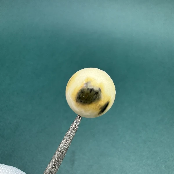 S8183天然猛犸牙蓝眼圆珠支持鉴定假一罚四