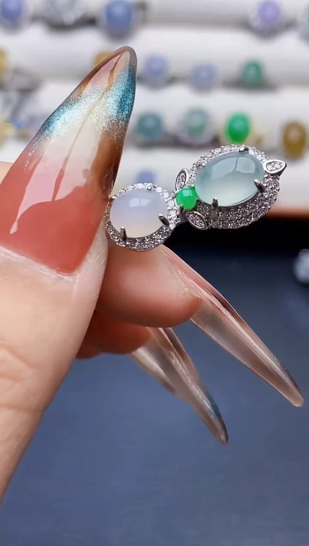 银S925镶嵌戒指翡翠0393