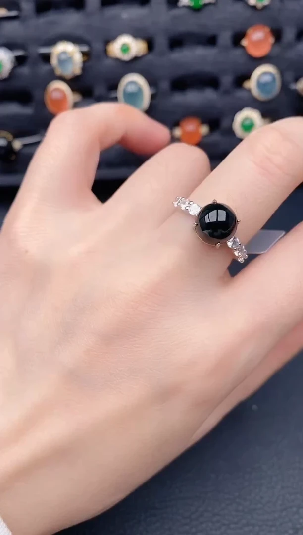 银S925镶嵌戒指翡翠天然a货翡翠95