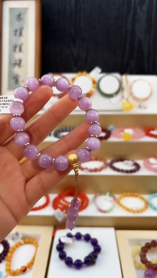 银S925镶嵌锂辉石手串MJJMJ4678紫锂辉手串原创设计多样性发一