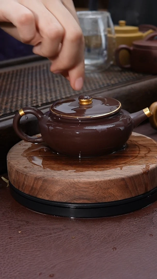 【闪购商品】紫砂茶壶描金扁晨紫砂壶