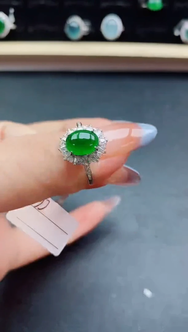 翡翠戒指银S925镶嵌321321