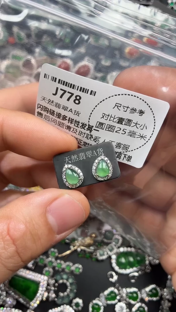 颈饰未镶嵌翡翠J778耳钉