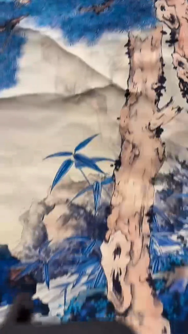 木           蓝色树画