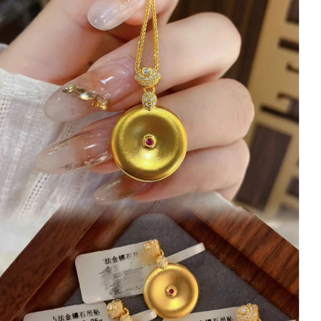 足金999镶嵌古法传承经典时尚祥云吊坠（拍下只发吊坠）