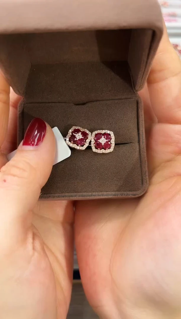 【闪购商品】红宝石耳饰银S925镶嵌09