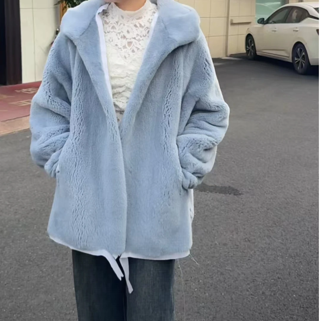 [黑翼.小熊款]秋冬新款女装天然水貂外套