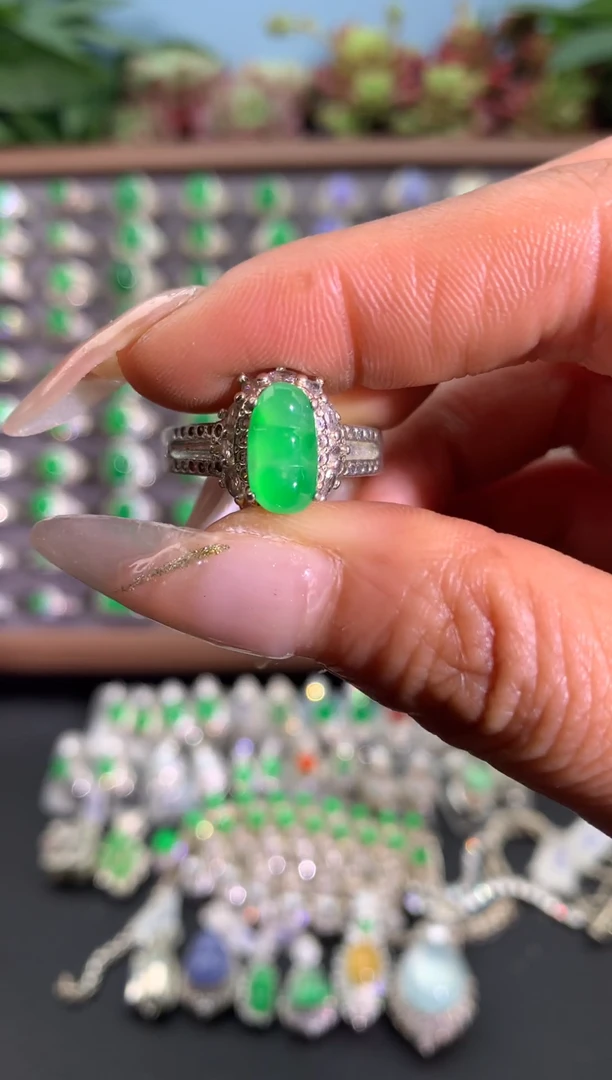 未镶嵌戒指翡翠铜托戒面