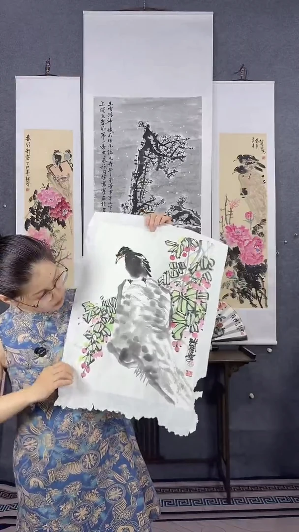 国画42*32吴铁成手绘作品卷轴