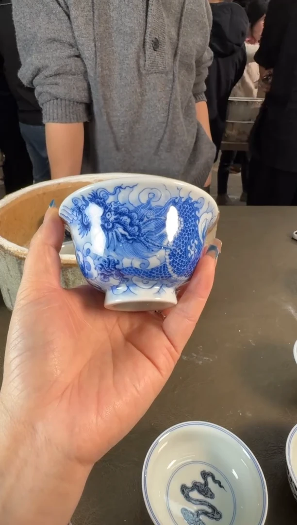 杯子陶瓷刘建锋窑仿清穿云龙大压手杯